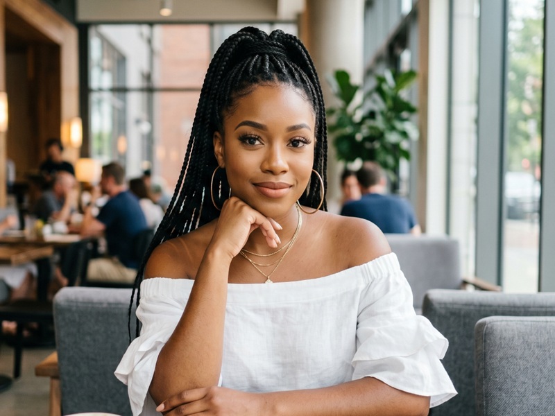 Beautiful confident black sugar baby smiling